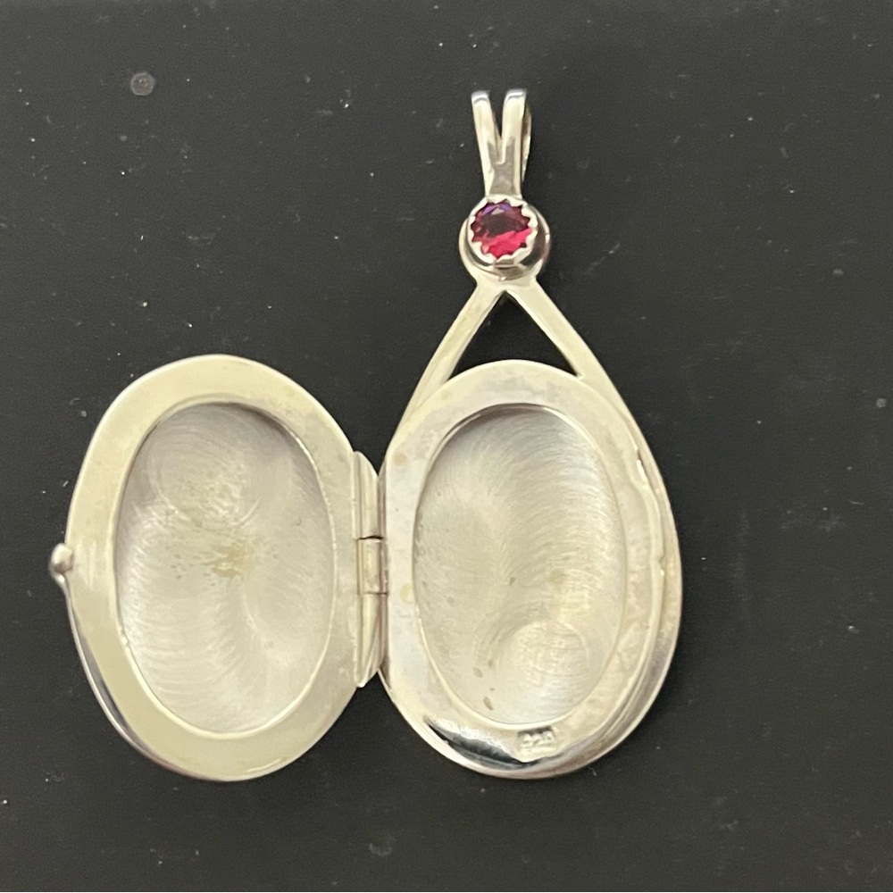 Sterling Silver H20 Locket With Ruby Gemstone - image 3